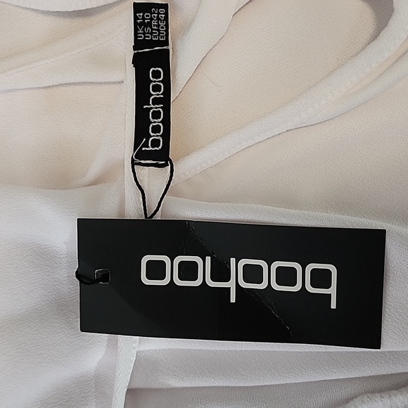 Boohoo Dress Open Back Tieback Tierd White Size 10 - Picture 9 of 9
